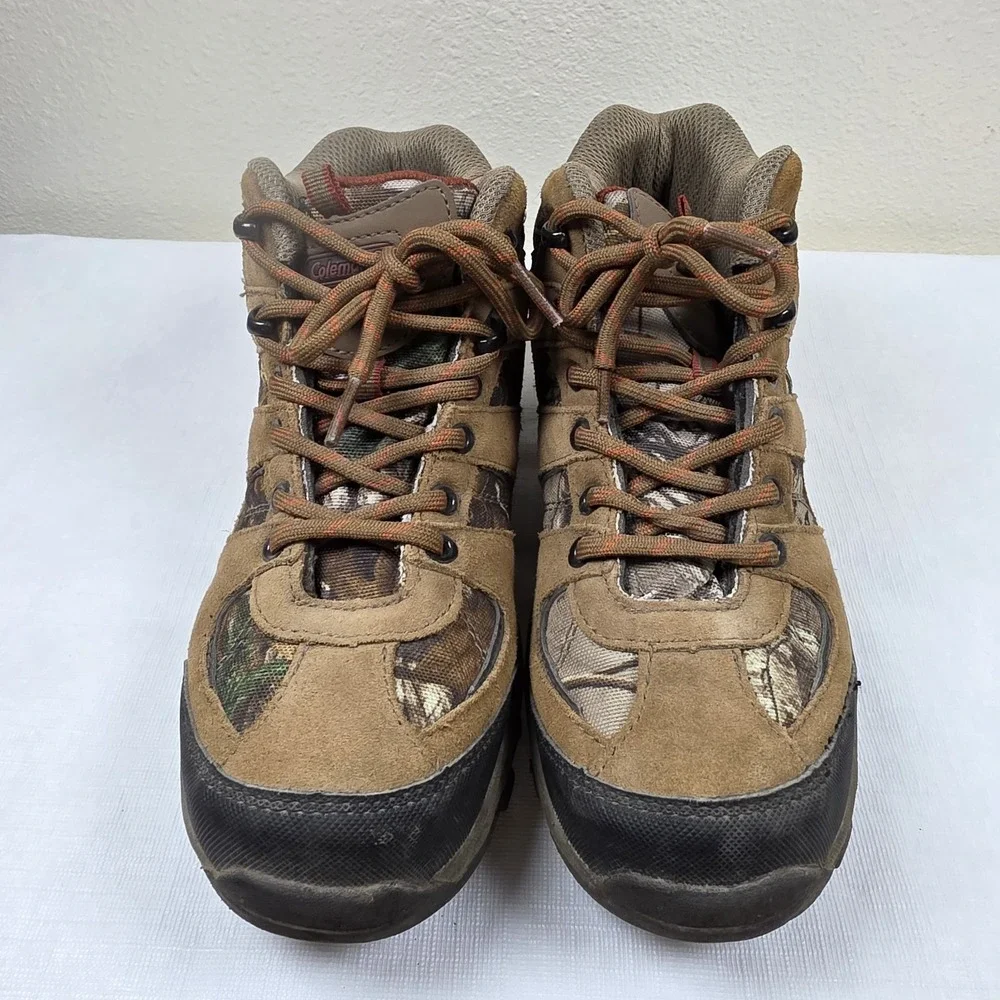 Coleman Griz Jr. Hiker Outdoor‎ Shoes Kids Boys 4M Brown Leather/Camo Gorpcore